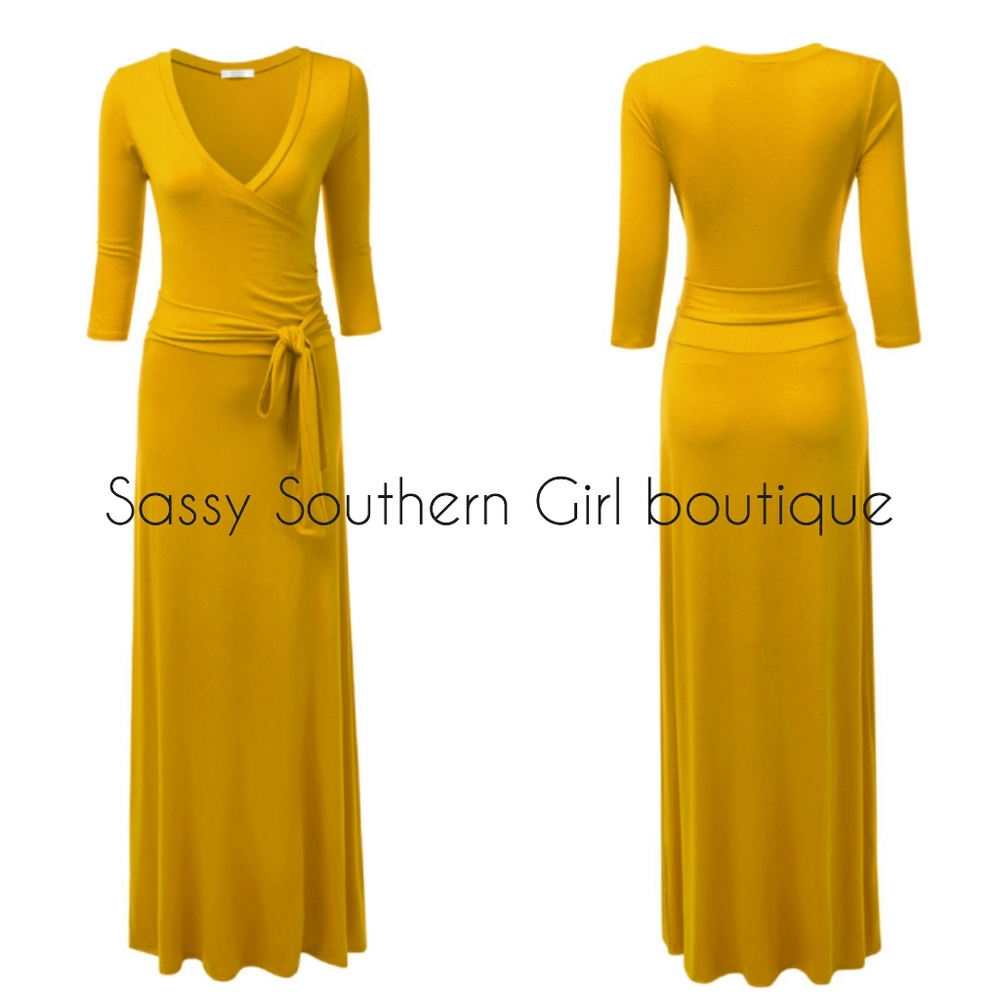 🆕⭐ Yellow wrap maxi dress